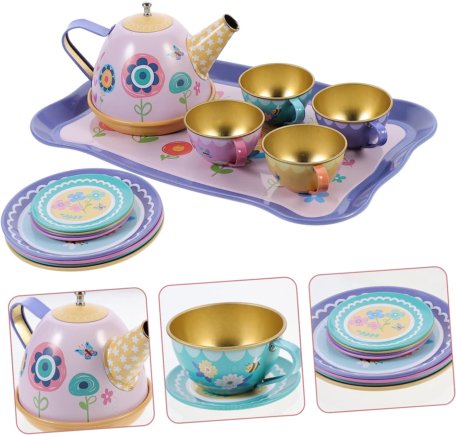 Tea Set Toys Kids Educational Toys Educational Toys for Toddlers Tea Cup Set for Kids Kitchen Toy Playset Princess Tea Time Toy Kids Birthday Party Favor Gift Pretend Play Toy Set