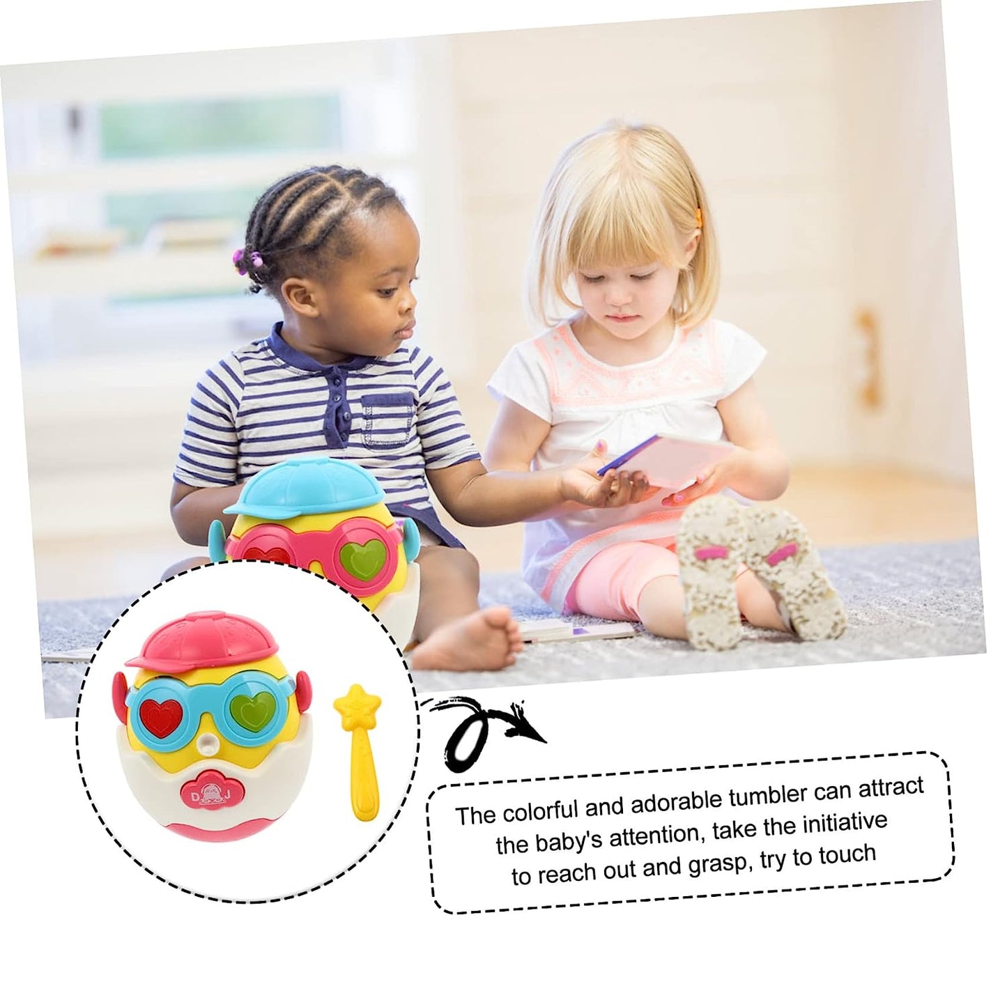 3pcs Tumbler Toy Toys for Baby Kids Educational Toys Toddler Music Toys Newborn Toys Poly Baby Toy -Poly Toys Plastic Newborn Pink Child Tumbler for Kids