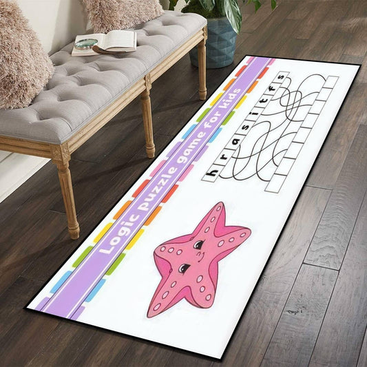 Area Runner Rug 2x6 Ft Logic Puzzle Game Learning Words for Kids Sea Starfish Find The Hidden Non Skid Floor Mat for Living Room Kids Room Bedroom Kitchen Floor Hallways Carpet Throw Rugs