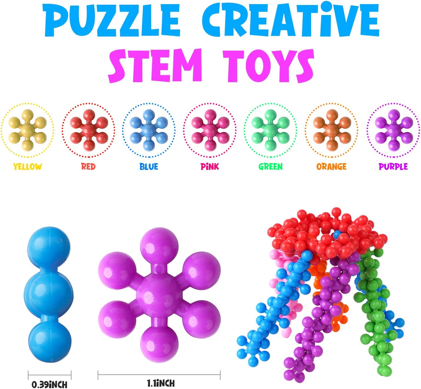 300 Pieces Building Blocks Kids STEM Toys - Educational Building Toys Discs Sets Interlocking Solid Plastic with Storage Box for Preschool Kids Toddlers Boys Girls Aged 3+