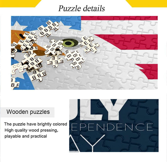 4th of July 1000 Pieces Wooden Jigsaw Puzzle for Adults Teens Kids, Fun Family Game for Holiday Toy Gift Home Decor