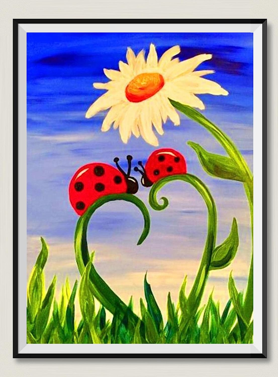 Ladybug in Love Under The Daisy - 1000 Piece Wooden Puzzle - Art Jigsaw Family Game Puzzle for Adults