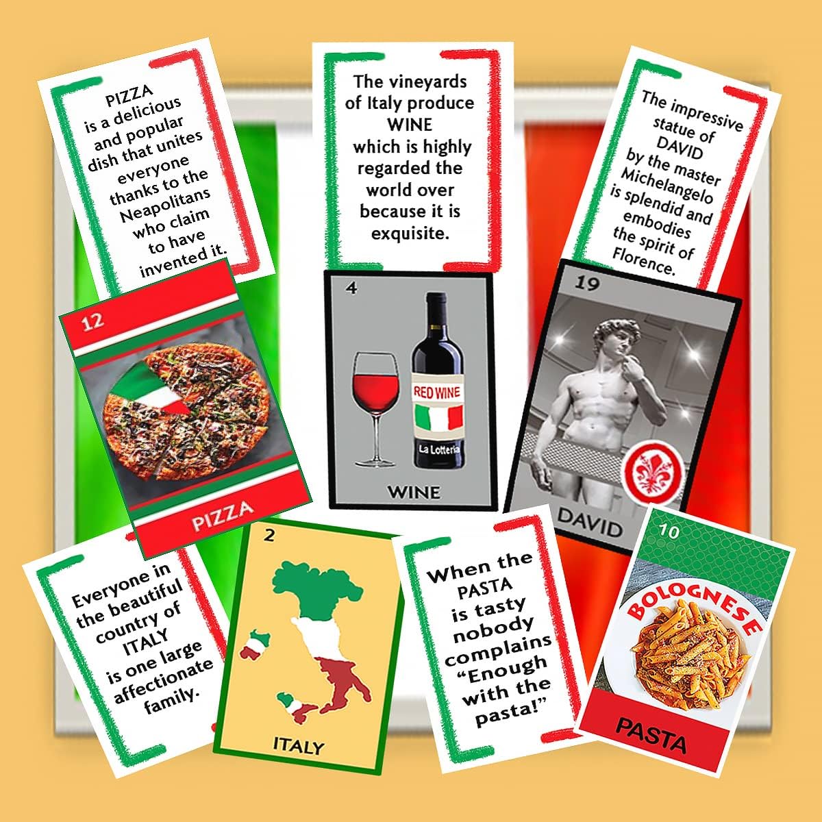 La Lotteria Italiana Fun Bingo Game for Kids Adults and Family Game Night Colorful Loteria Cards Tokens and 54 Illustrated Picture Cards 3-10 Players Ages 7+ Educational Bingo Game (English Language)