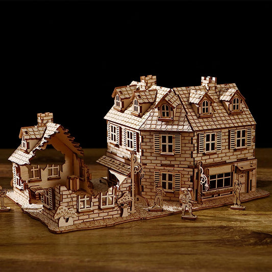3D Wooden Puzzle War Zone House Model Kit - Adult Teen Hobby DIY handicrafts Chris as/Birthday Brain Teaser Gift, 234PCS