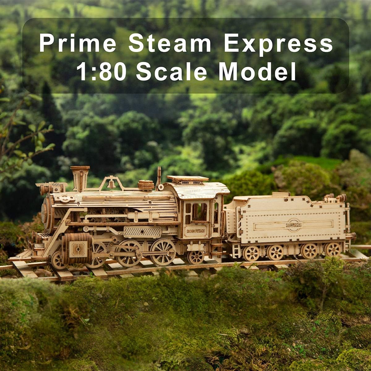 3D Wooden Puzzle for Adults-Mechanical Train Model Kits-Brain Teaser Puzzles-Vehicle Building Kits-Unique Gift for Kids on Birthday/Chris as Day(1:80 Scale)(MC501-Prime Steam Express)