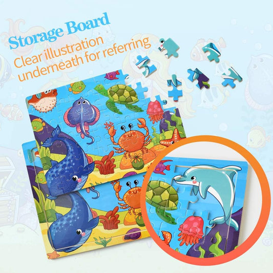 6 Puzzles*60 Piece) Puzzles for Kids Ages 4-8, Wooden Jigsaw Puzzles 60 Pieces Preschool Toddler Puzzles Set for Boys and Girls