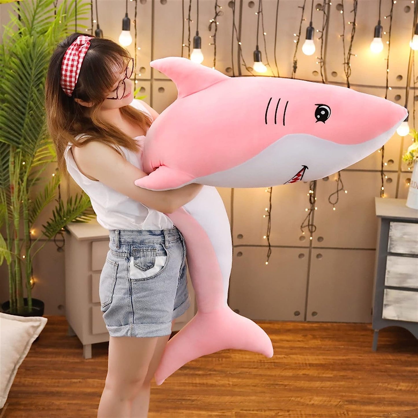 1 Piece of 100-140 cm Big Shark Plush Toy Whale Stuffed Fish Marine Animal Toy Cartoon Toy Gift (Color : Green, Height : 140CM)