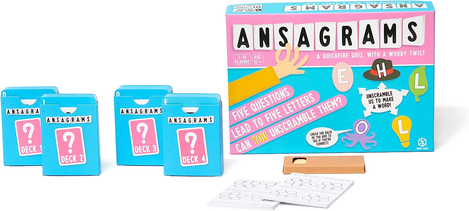 Ansagrams Party Game | Fast-Paced Trivia Game | Word Game with a Trivia Mash-Up | Fun Family Game for Kids and Adults | Ages 12+ | 3-10 Players | Average Playtime 30-60 Minutes | Made