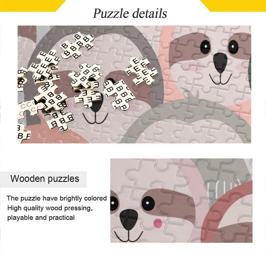Cute Sloth 1000 Pieces Wooden Jigsaw Puzzle for Adults Teens Kids, Fun Family Game for Holiday Toy Gift Home Decor