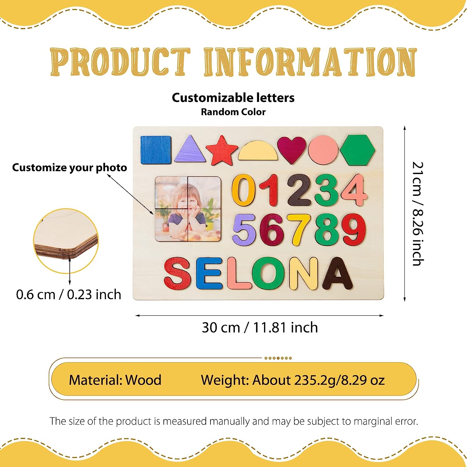 TikTok Personalized Name Puzzle Customized Photo Educational Wooden Puzzle Toys Gifts for Toddlers Creative Early Learning Toys for Baby Boy & Baby Girl (Style # G)