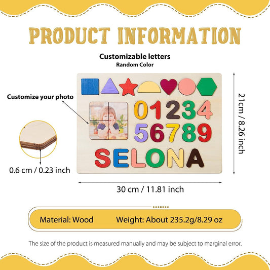 TikTok Personalized Name Puzzle Customized Photo Educational Wooden Puzzle Toys Gifts for Toddlers Creative Early Learning Toys for Baby Boy & Baby Girl (Style # G)