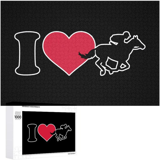 I Love Horse Race Puzzles for Adults Wooden Jigsaw Puzzle Funny Leisure Toy Gifts for Family Friends