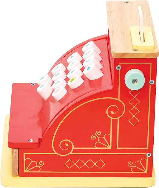 Wooden Honeybake Toy Cash Register | Role Play Toy | With Receipt, Opening Till Drawer And Play Money | Perfect For Supermarket, Food Shop or Cafe Pretend Play