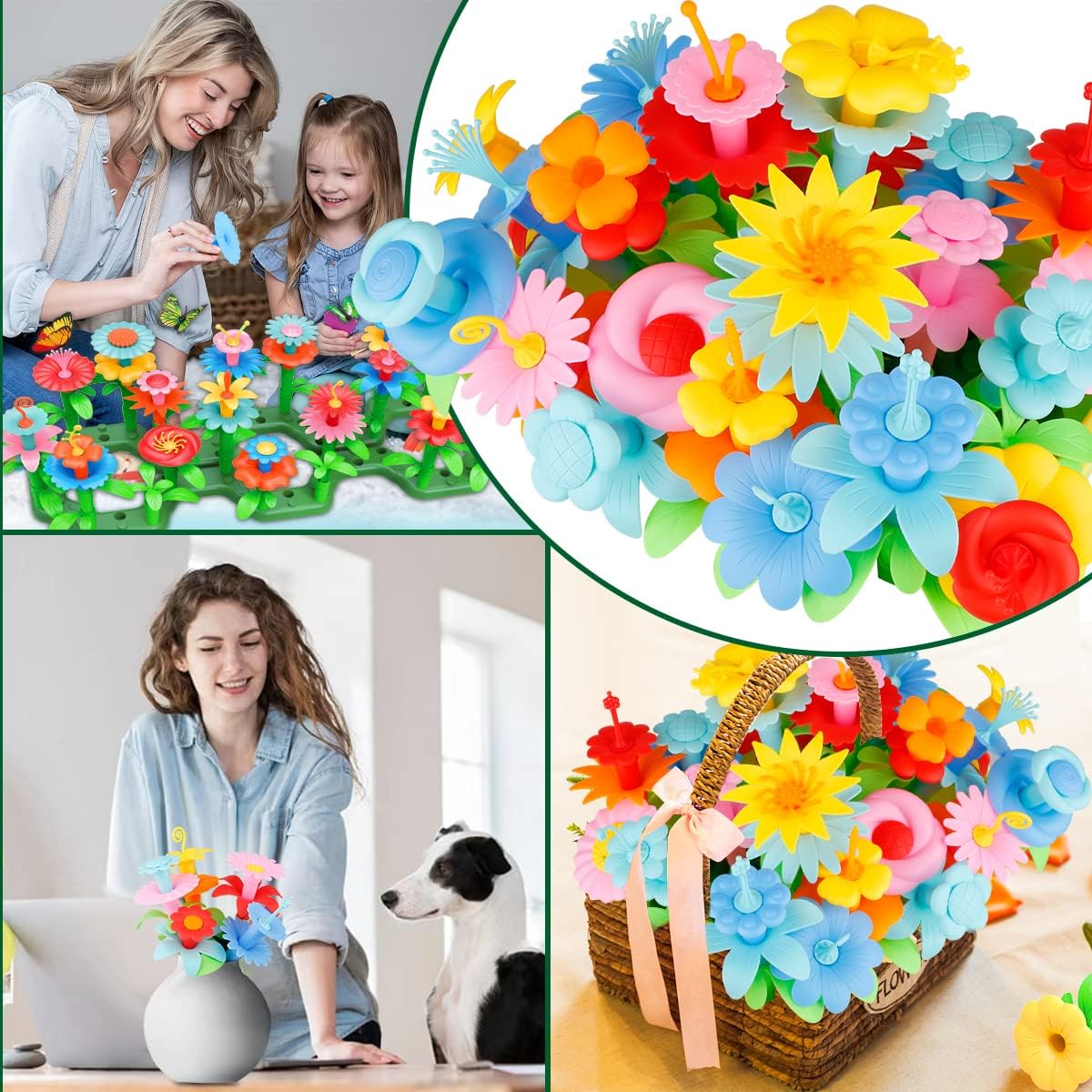 Flower Garden Building Toys for 3, 4, 5, 6, 7 Year Old Girls Boy,Stacking Game Educational STEM Toy and Preschool Garden Play Set for Toddlers, Chris as Birthday Gifts for Creativity Play , 152pcs