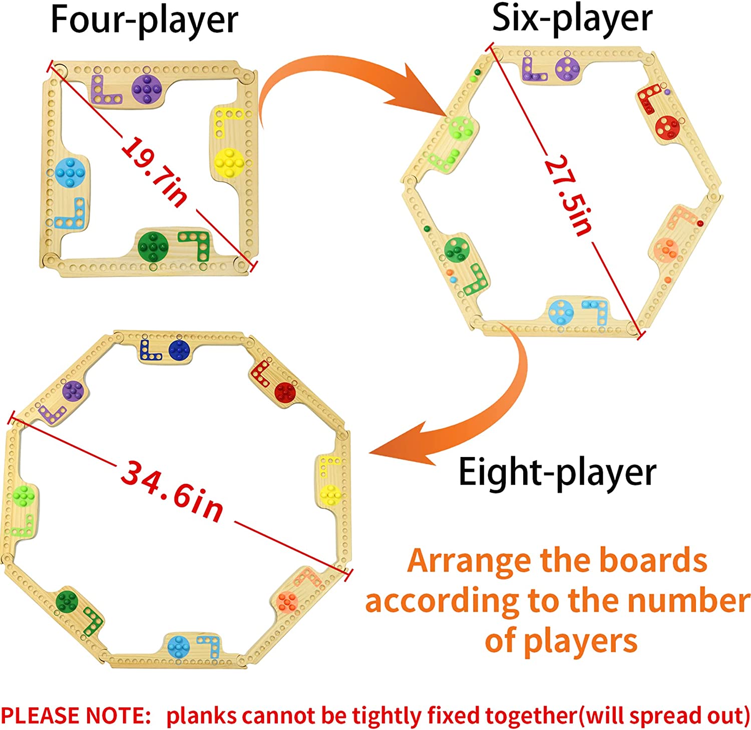 Marbles and Jokers Board Game Pegs and Jokers Real Solid Wood (Pine) Game Board Wooden for 2-8 Players 8 Game Boards 8 Colors 40 Marbles 4 Boxes Card