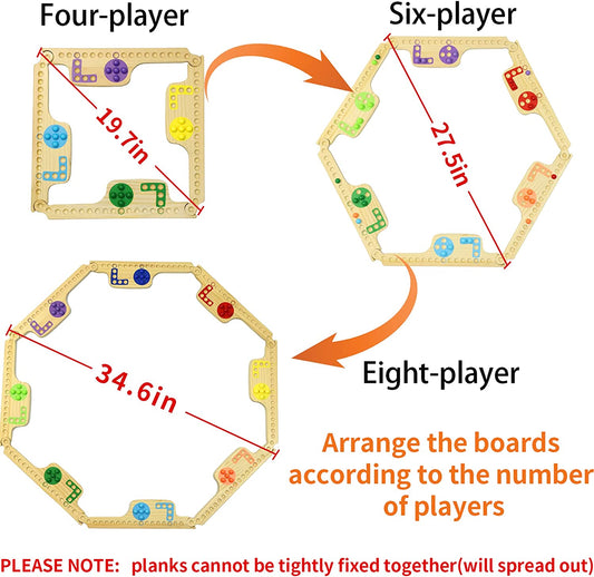 Marbles and Jokers Board Game Pegs and Jokers Real Solid Wood (Pine) Game Board Wooden for 2-8 Players 8 Game Boards 8 Colors 40 Marbles 4 Boxes Card