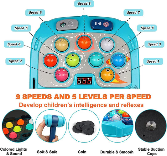 Whack A Mole Game, Toys for 3+ Year Old Boys/Girls, Whack A Mole Game for Toddlers, Pounding Toy for 3 4 5 6 7 8+ Kids, Interactive Educational Toys with Sound and Light, PK Mode with 2 Hammers