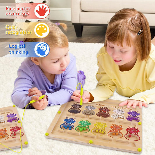 Toys for 3+ Year Old, Magnetic Color and Number Maze Board, Travel Activities for Preschoolers Toddler Educational Toy for Boys Girls 3 4 5 Years Magnetic Maze Board Fine Motor Skills Toys
