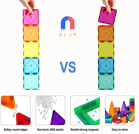 Magnets for Kids Learning Toys Magnetic Building Blocks Educational Toddler Toys Magnetic Tiles STEM Toys Gift for 3 4 5 Year Olds Boys and Girls