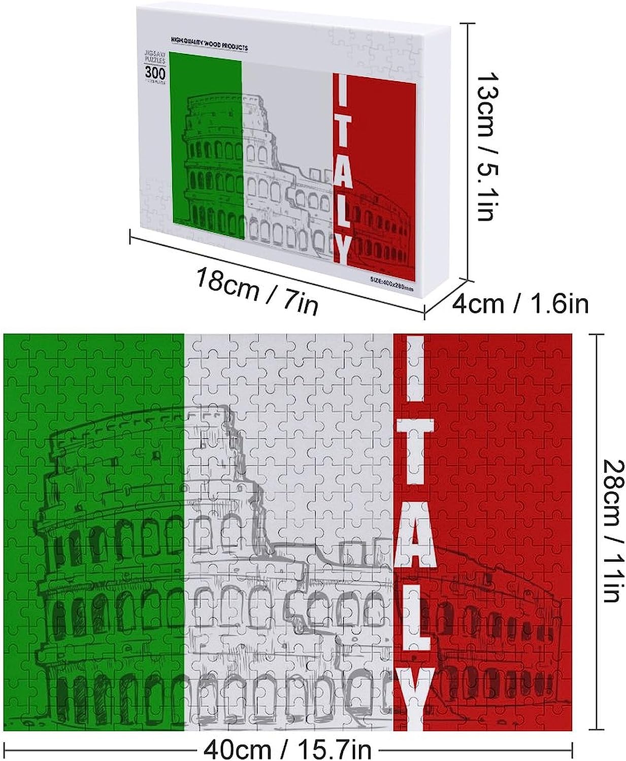 Roman Colosseum Italian Flag Puzzles for Adults Wooden Jigsaw Puzzle Funny Leisure Toy Gifts for Family Friends