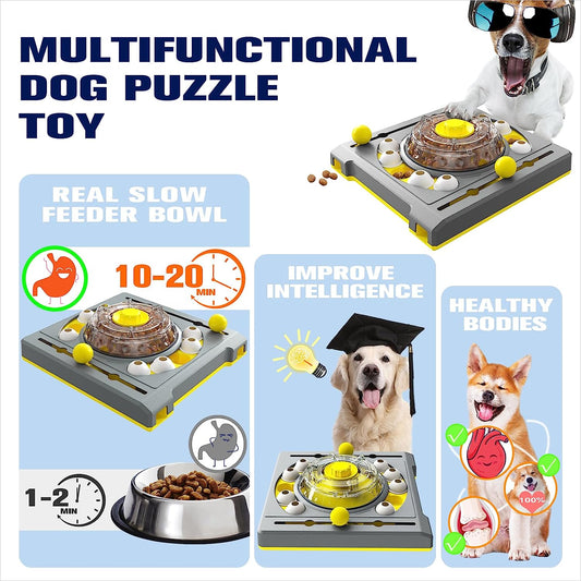 Puzzle Toys for Dog Boredom and Mentally Stimulating,Slow Food Feeder Dispenser,Keep Busy,Replace Pet Bowl,Puppy Brain Mental Stimulation Toy Level 2 in 1 Small/Medium/Large Aggressive Chewers K