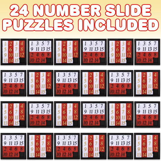 Number Slide Puzzles for Kids, Set of 24, Pocket-Sized Brain Teaser Puzzles, Number Learning Educational Toys for Kids, Great as Goodie Bag Stuffers, Party Favors, and Teacher Awards