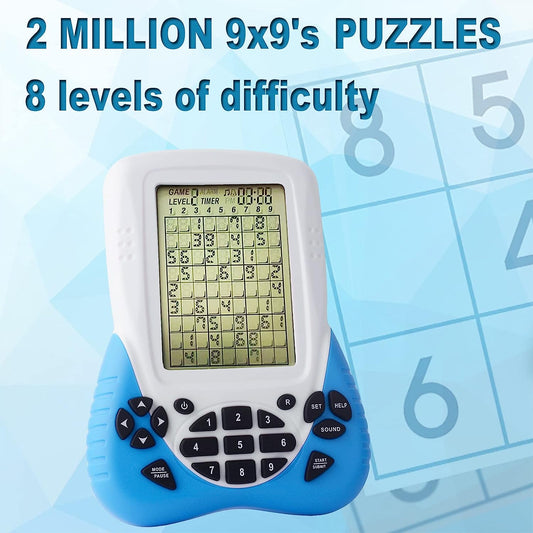 Sudoku Electronic Brain Games Console for Kids Aldults Elderly with Two Million 9×9's Puzzles from Easy to Hard 3.5 Inches Eye Protection Screen (Blue)