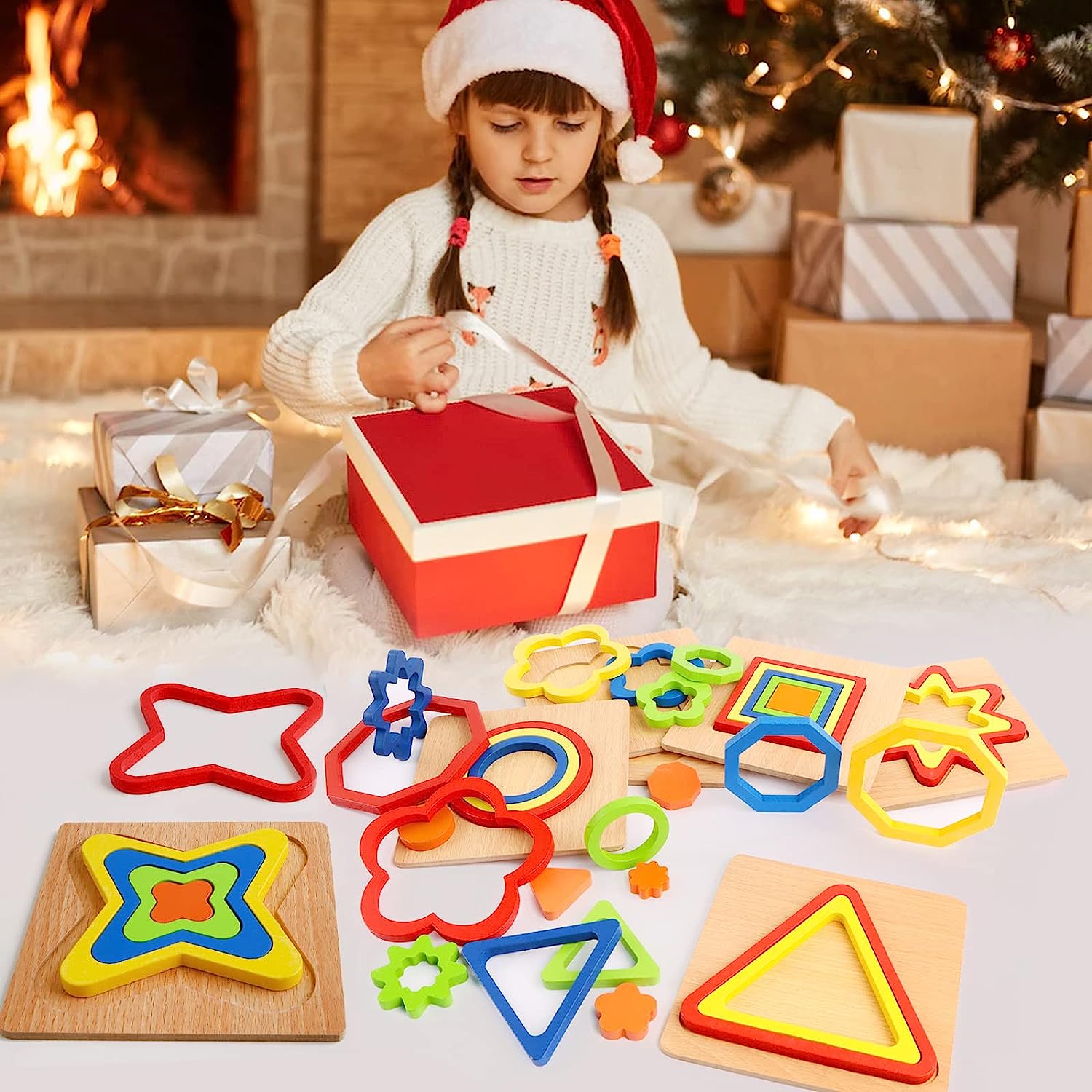 Wooden Puzzle for Toddlers, 6 Pack Wooden Toddler Shape Puzzles Toys, Shape Sorting Puzzle Toddlers, Preschool Learning Early Educational Gift for Kids Boys and Girls 1-3 Years Old
