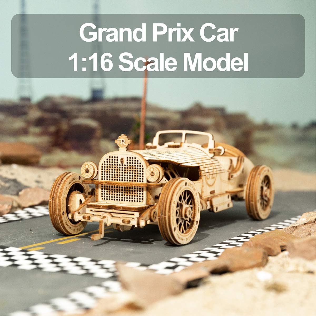 3D Wooden Puzzle for Adults-Mechanical Car Model Kits-Brain Teaser Puzzles-Vehicle Building Kits-Unique Gift for Kids on Birthday/Chris as Day(1:16 Scale)(MC401-Grand Prix Car)