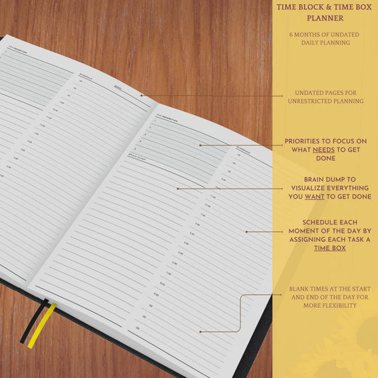 Timeboxing And Time Blocking Daily Planner. Blank Hourly, Daily, and Monthly Schedule. 6 Month Supply, Undated. Time Management, Productivity and Focus Hack. 8.3" X 5.8"