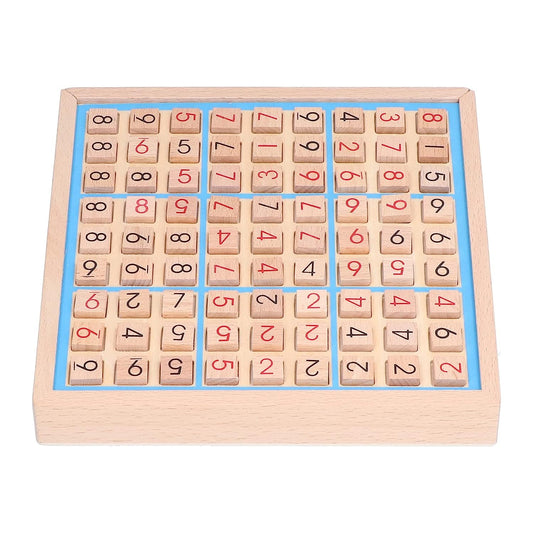 Sudoku Board Game, Logic Thinking Chess Board Puzzle Game for Girls for Home(Blue Wooden Sudoku Nine Square Grid Game Chess)