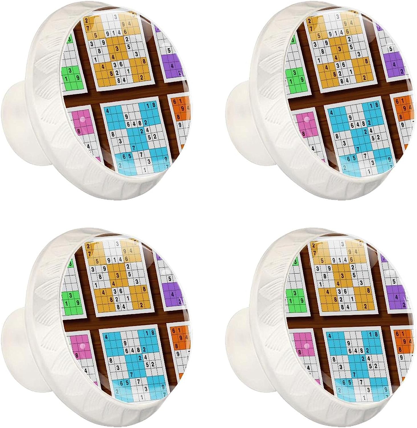 4 Pack Knobs for Dresser Drawers, Kitchen Cabinet Cupboard Door Decorative Furniture Sudoku Game