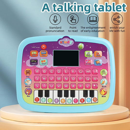 Toddler Learning Tablet Pad, Interactive Toy with Screen- Educational Toys Fun Gifts, Music/Piano/ABC/Numbers/Words/Spell/Animals for Boys Girls (Blue)