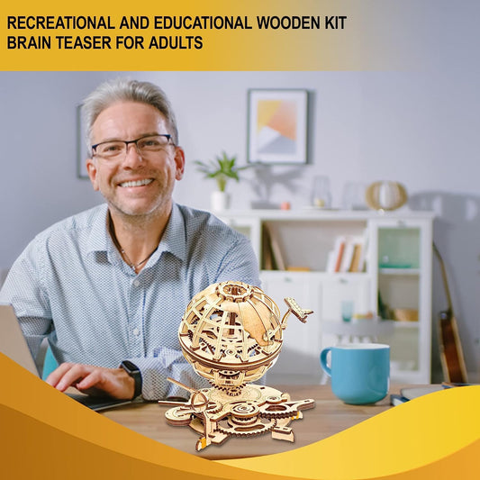 3D Wooden Puzzle for Adults to Build-Globe-3D Globe Puzzles-Brain Teaser-Wooden Puzzles for Aduls Model Kits-DIY Puzzles for Adults Wood-Educational-Wood Model Kits for Adults-Desk Decor