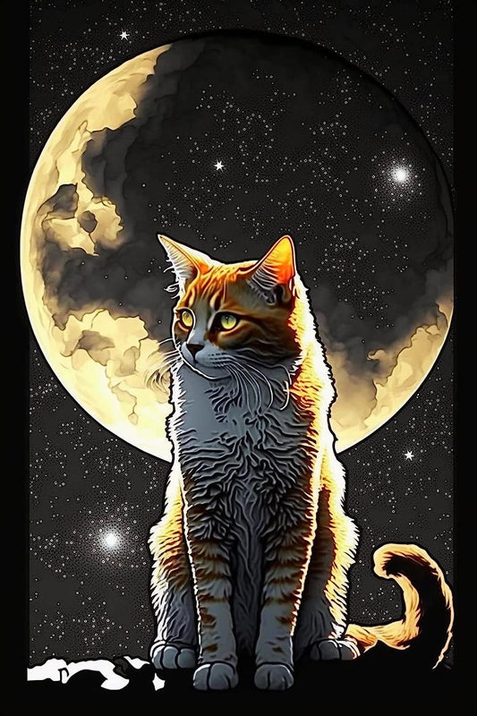 Wooden Adult and Kids Jigsaw Puzzle Decompression Toys Puzzle Handmade Gift for Teenagers and Children 200 Pieces Moon and The Cat