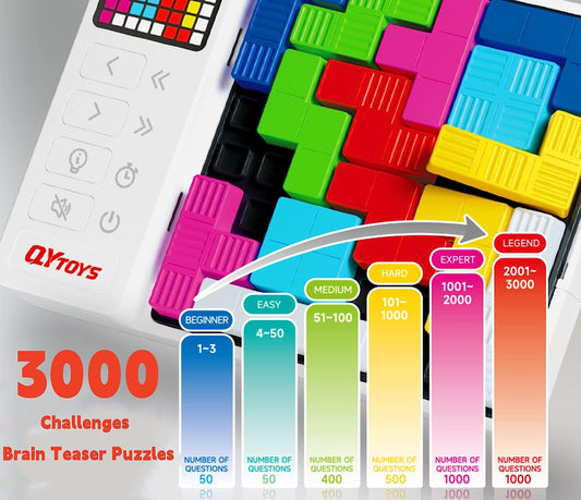 Super Blocks Puzzle Games, Featuring 3000 Challenges Brain Teaser Puzzles, STEM Board Games for Ages 6+ Kids, Travel Toys, Holiday Gift & Birthday Gifts for Boys Girls and Seniors (Logic Version 8*8)