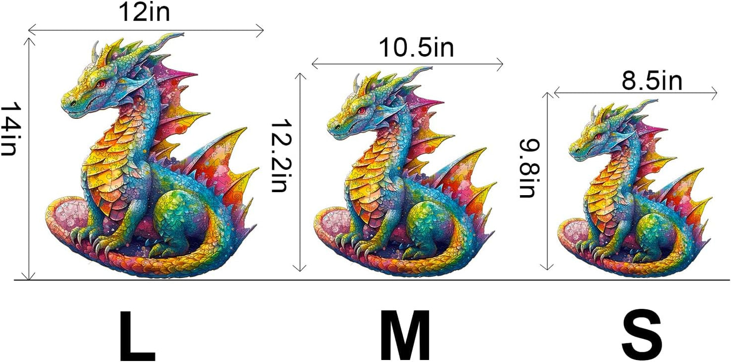 Wooden Jigsaw Puzzles-Wooden Puzzle Adult Unique Shape Advanced Wooden Jigsaw Puzzle for Adult, Family Puzzles (Dragon, S)