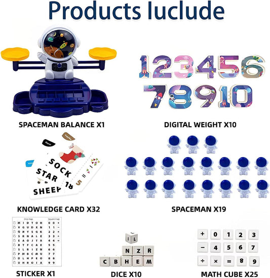 Astronaut Balance Cool Math Game for Kid - STEM Toys for 3 4 5 6 Year Old Toddler Word Formula Calculation Preschool Educational Kindergarten - Number Learning Material for Boys and Girls