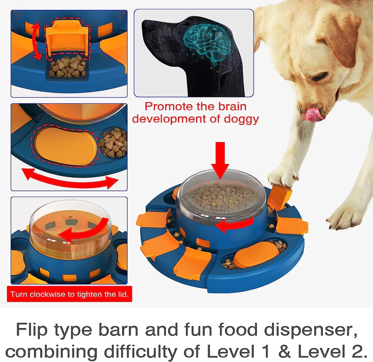 Dog Puzzle Toy Dogs Brain Stimulation Mentally Stimulating Toys Beginner Puppy Treat Food Feeder Dispenser Advanced Level 2 in 1 Interactive Games for Small/Medium/Large Aggressive Chewer Gift
