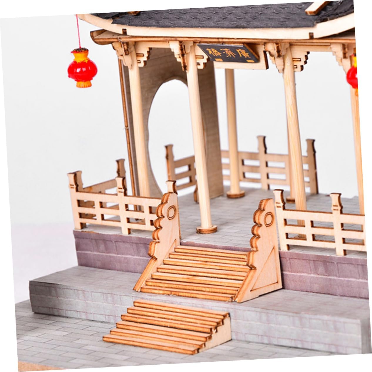 3 Sets DIY Cabin Mini Puzzles Wood Puzzle Pieces Wooden Puzzles Bridge Building Model Toy Chinese Building Model Chinese Bridge Model Manual Wood 3D Toy Room Mini Gifts DIY Model