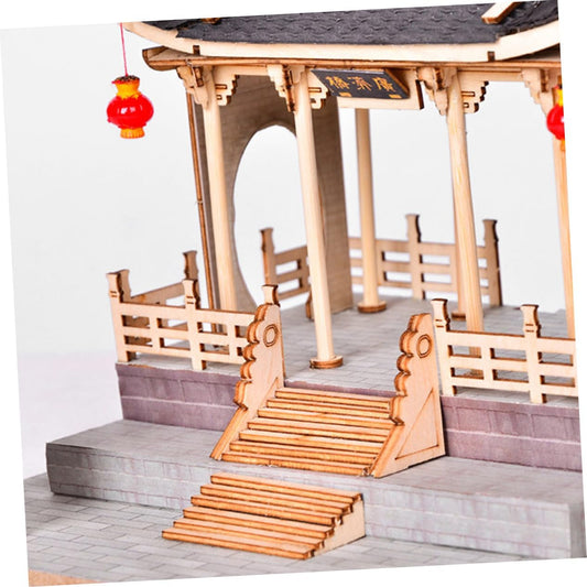 3 Sets DIY Cabin Mini Puzzles Wood Puzzle Pieces Wooden Puzzles Bridge Building Model Toy Chinese Building Model Chinese Bridge Model Manual Wood 3D Toy Room Mini Gifts DIY Model