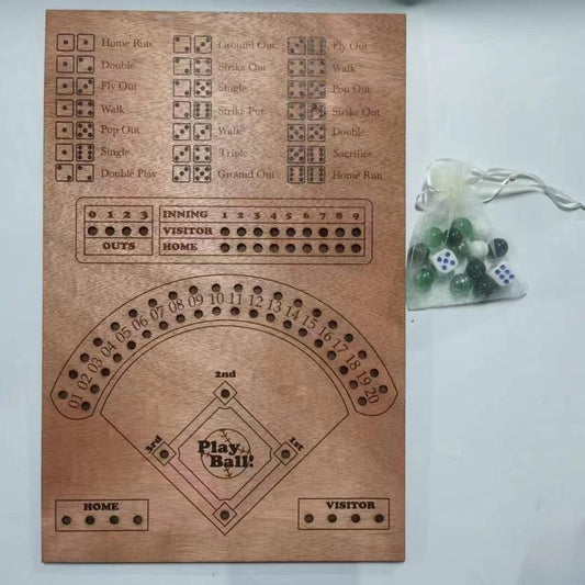 Baseball Dice Board Game - Baseball Dice Game Wood Board - Wooden Baseball Board Game with Dice Marbles for Kids Adults - Games for Family Game Night