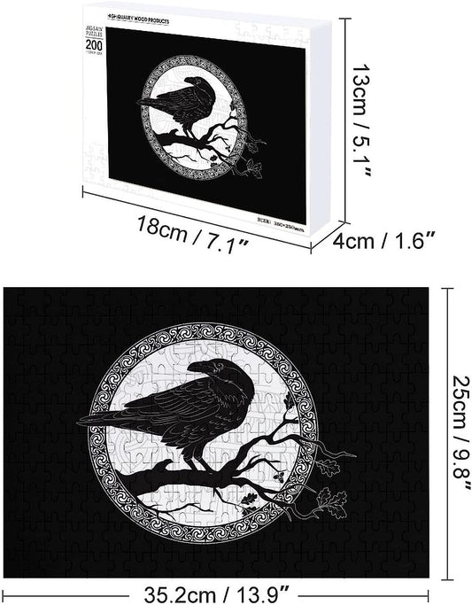 Black Crow Puzzles for Adults Wooden Jigsaw Puzzle Picture for Holiday Birthday Gift 200 PCS