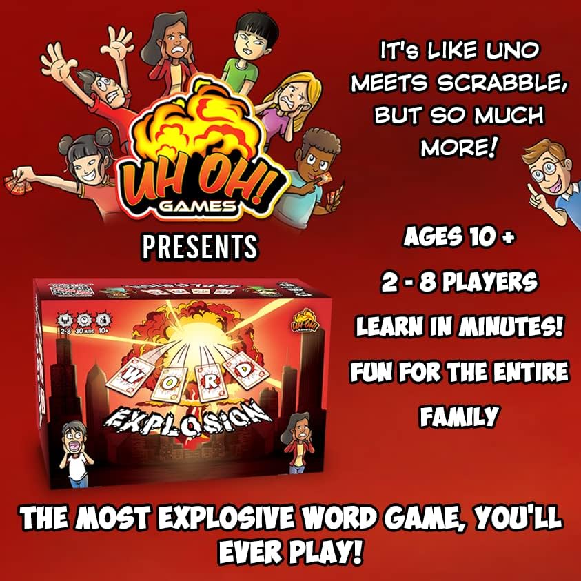 Word Explosion - A Strategic, Word-Based Card Game for 2-8 Players | Family-Friendly Party Game | Educational Fun | Card Game for Adults, Teens & Kids