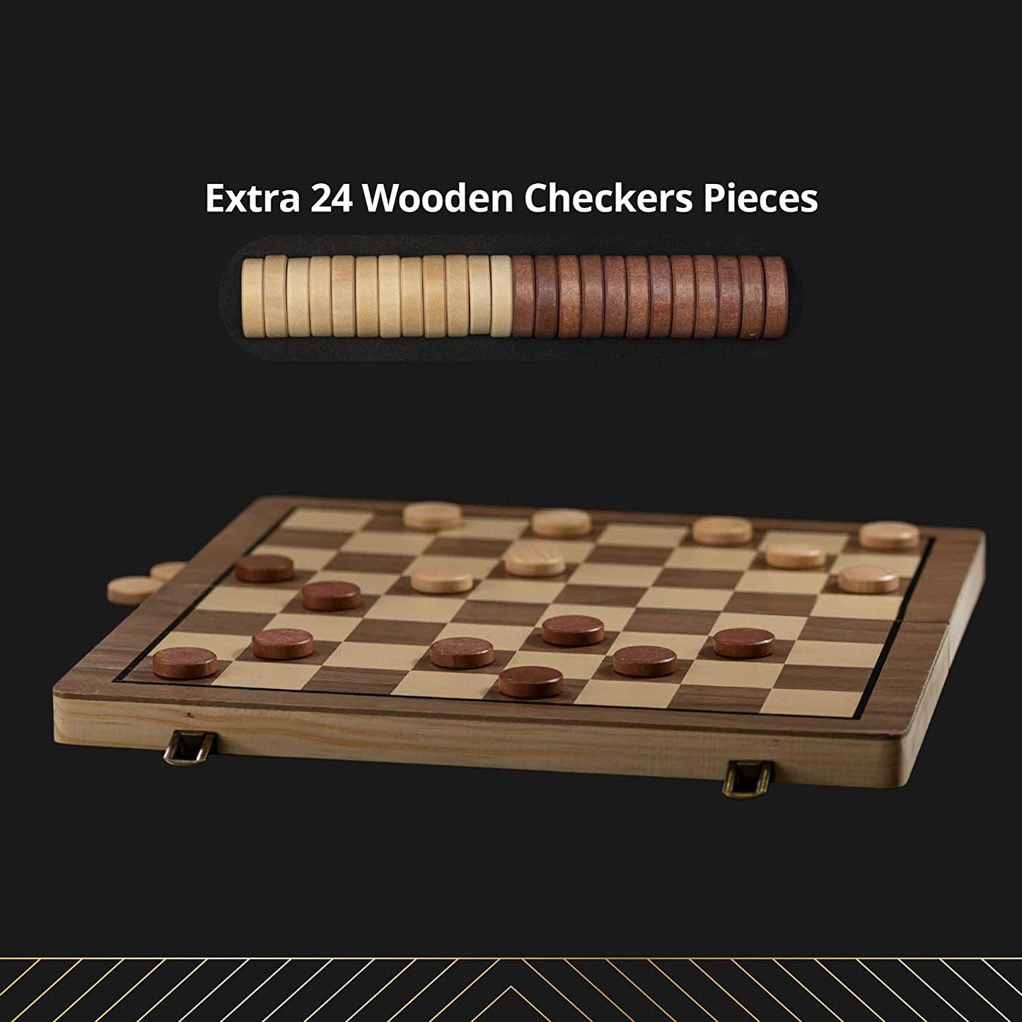 15" Wooden Chess Sets - Chess & Checkers Board Game | with 2 Extra Queens | Wooden Chess Set | Chess Board Set | Chess Sets for Adults | Chess Sets for Adults & Kids | Checkers Game for Kids & Adults