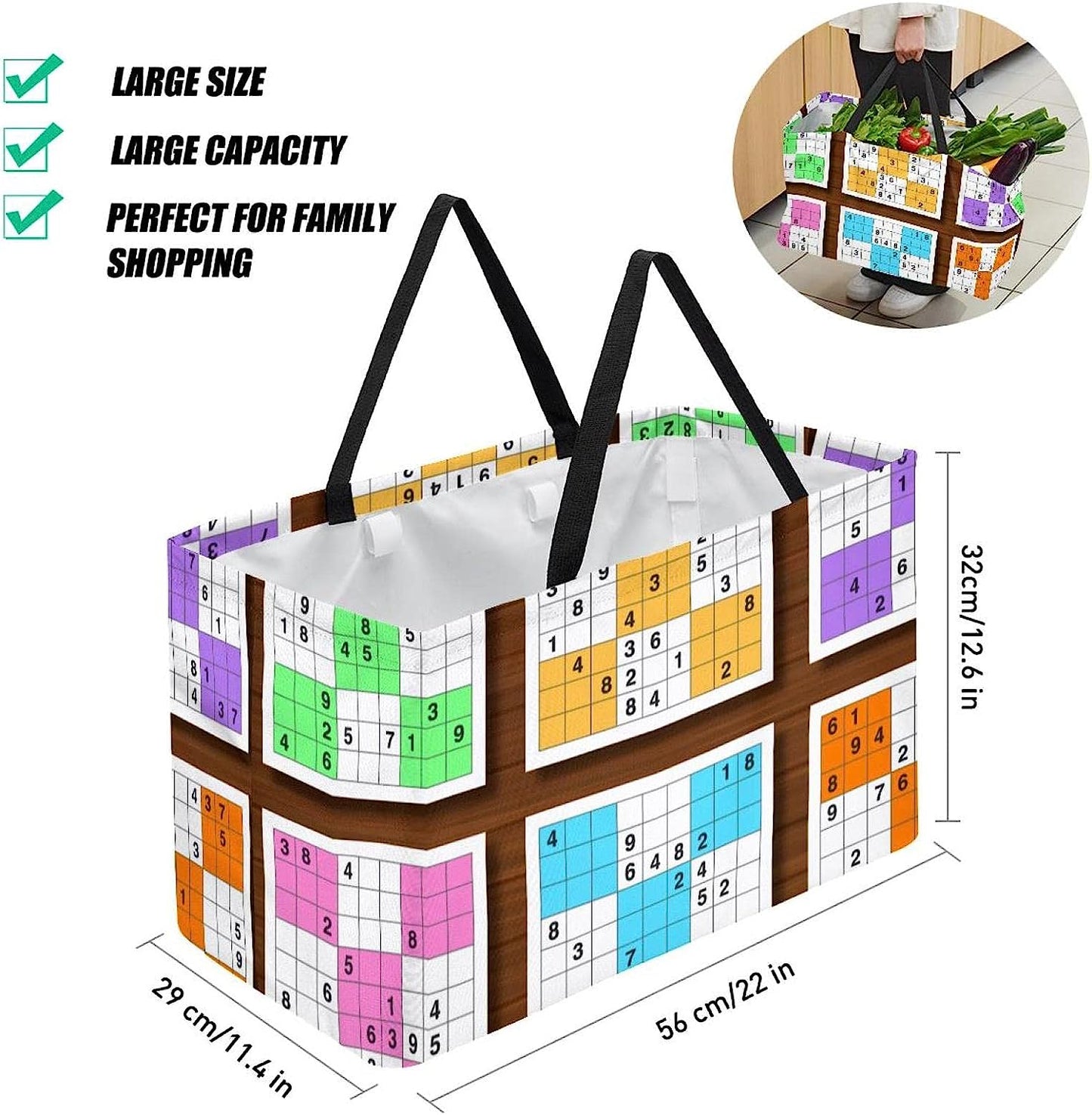 Large Shopping Bag Reusable Grocery Sudoku Game