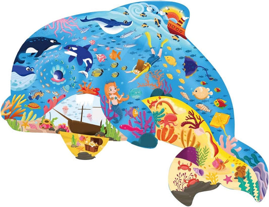 Jumbo Puzzles for Kids Ages 3-5, 4-6, Children Big Pieces Floor Puzzles Fun Animal Shaped Puzzle Learning Educational Toys Gifts Games for Boys and Girls (Dolphin-36 Pieces)