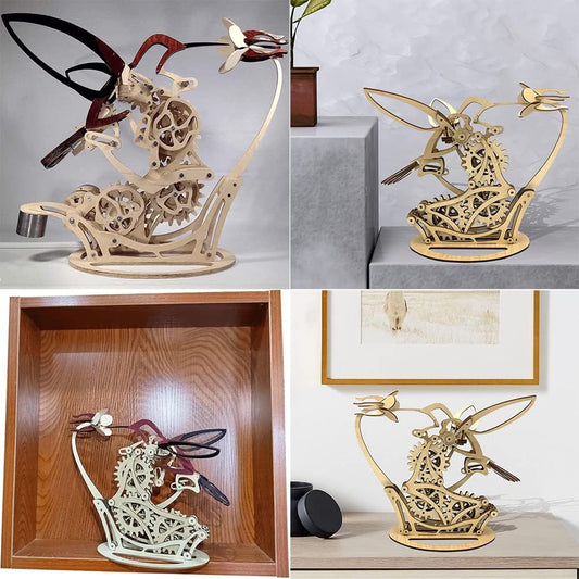 Wooden Hand Assembled 3D Jigsaw Puzzle Mechanical Hummingbird 205PCS Educational Toy Gifts Adult Crafts