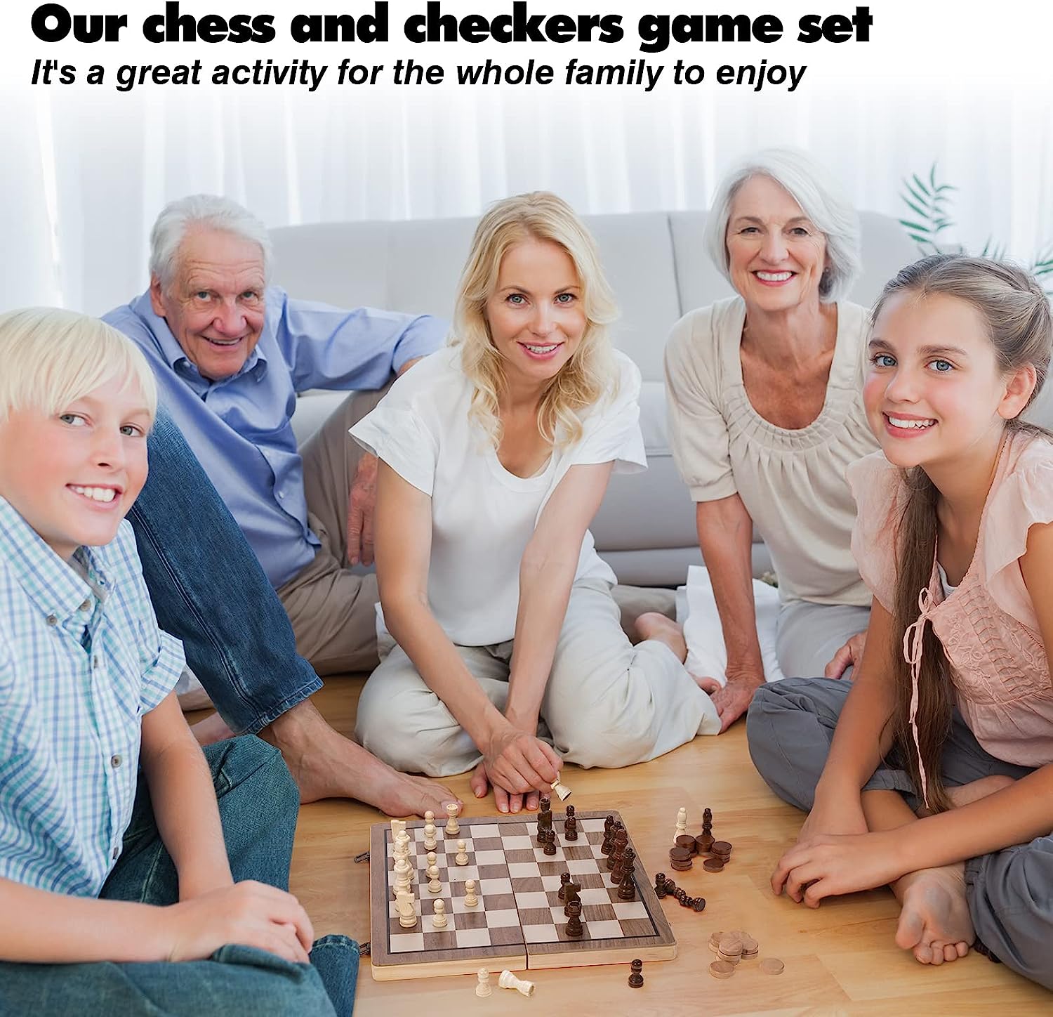 15inch Chess and Checkers Game Set - Chess Unique Gift for Kids and Adults. Durable Wooden Pieces, Sleek Wooden Board.Chess Introduces Strategy and Problem-Solving. Family Game Night Activity