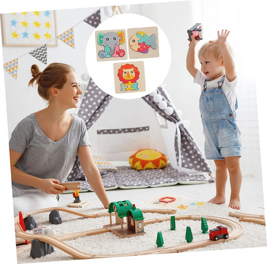 9 Pcs Jigsaw Puzzle Easy Puzzles for 3D Puzzle for Educational for Kids Wooden Animal Puzzle Toddler Shape Sorter Puzzles for Toddlers Small Puzzle Funny Puzzle